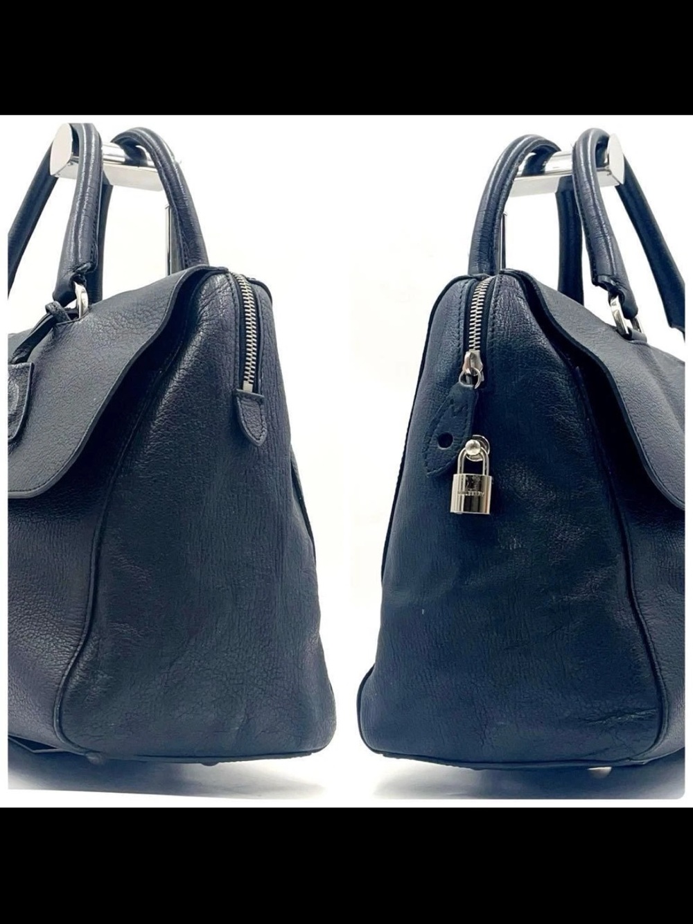 Mulberry Navy Blue Leather Bayswater-Style Top-Handle Bag - Picture 5 of 13